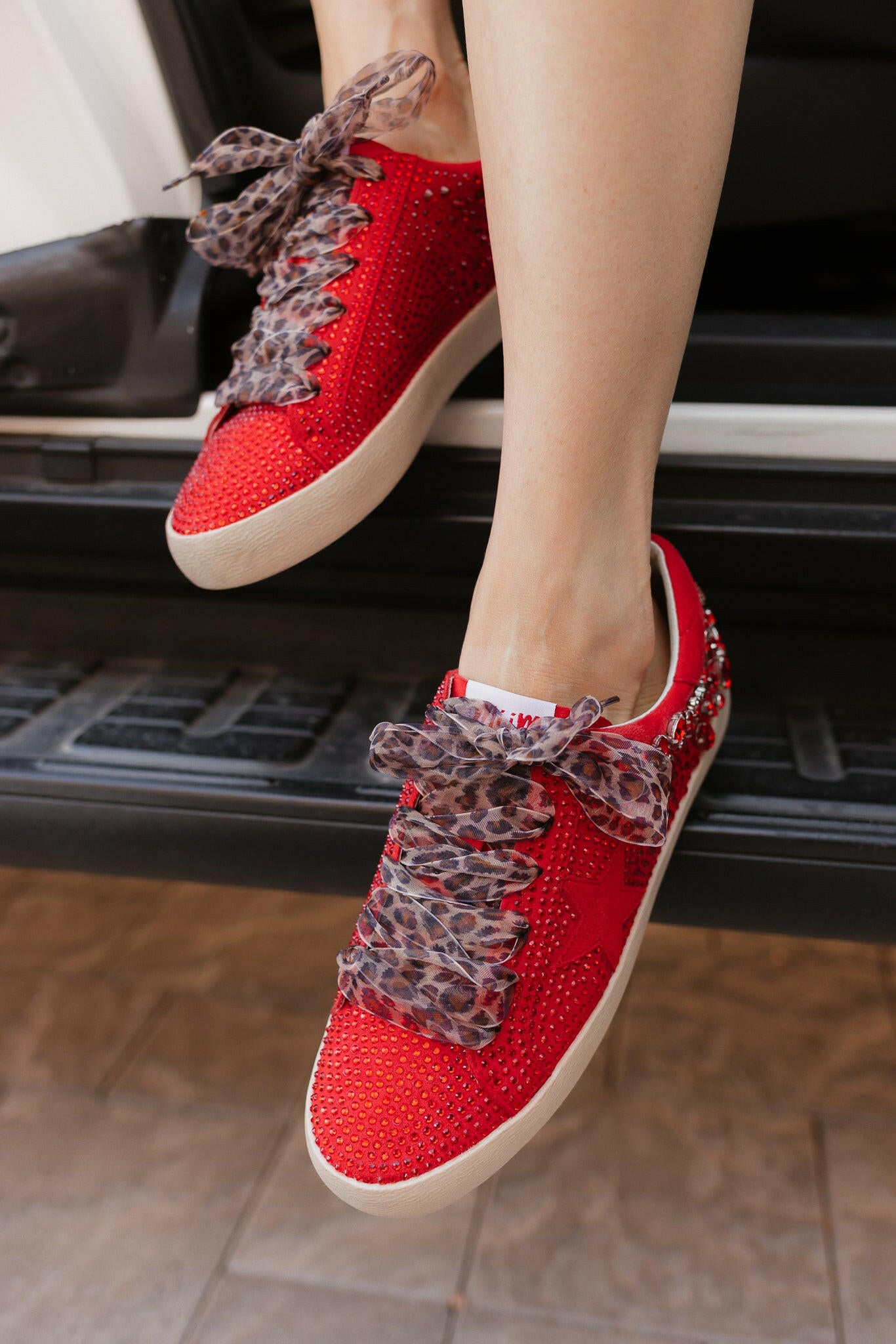 Red Glam Rhinestone Star Sneaker-Sneakers-Krush Kandy, Women's Online Fashion Boutique Located in Phoenix, Arizona (Scottsdale Area)