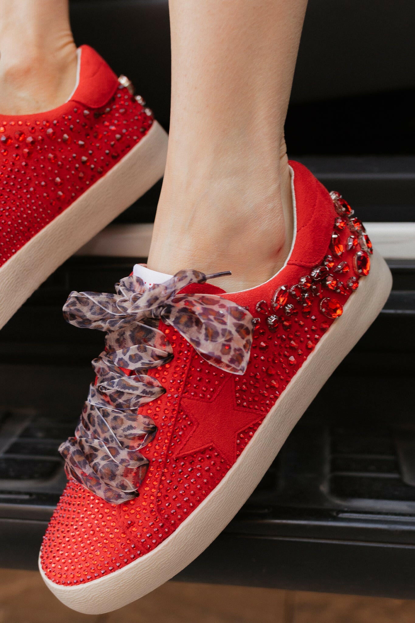 Red Glam Rhinestone Star Sneaker-Sneakers-Krush Kandy, Women's Online Fashion Boutique Located in Phoenix, Arizona (Scottsdale Area)