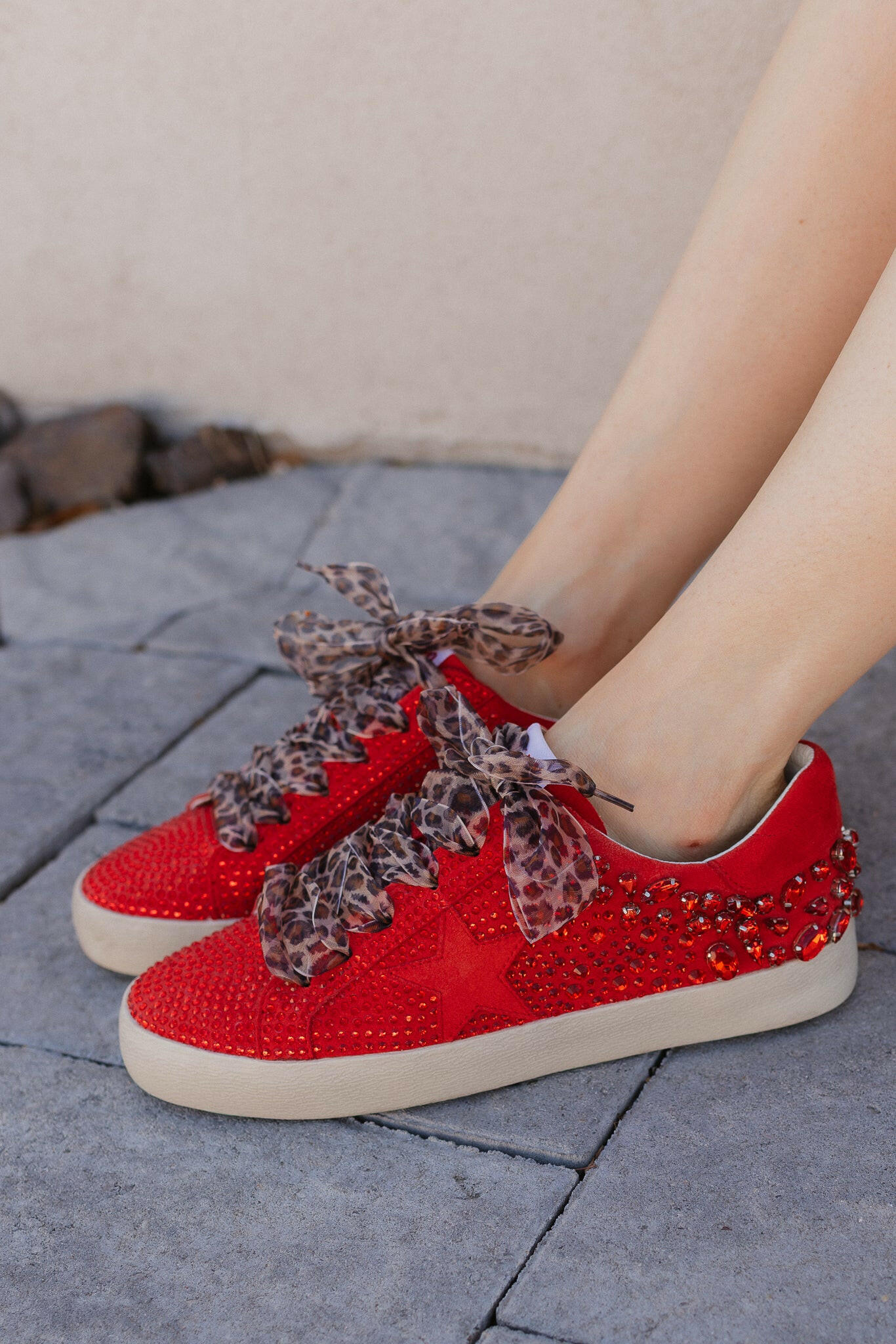 Red Glam Rhinestone Star Sneaker-Sneakers-Krush Kandy, Women's Online Fashion Boutique Located in Phoenix, Arizona (Scottsdale Area)