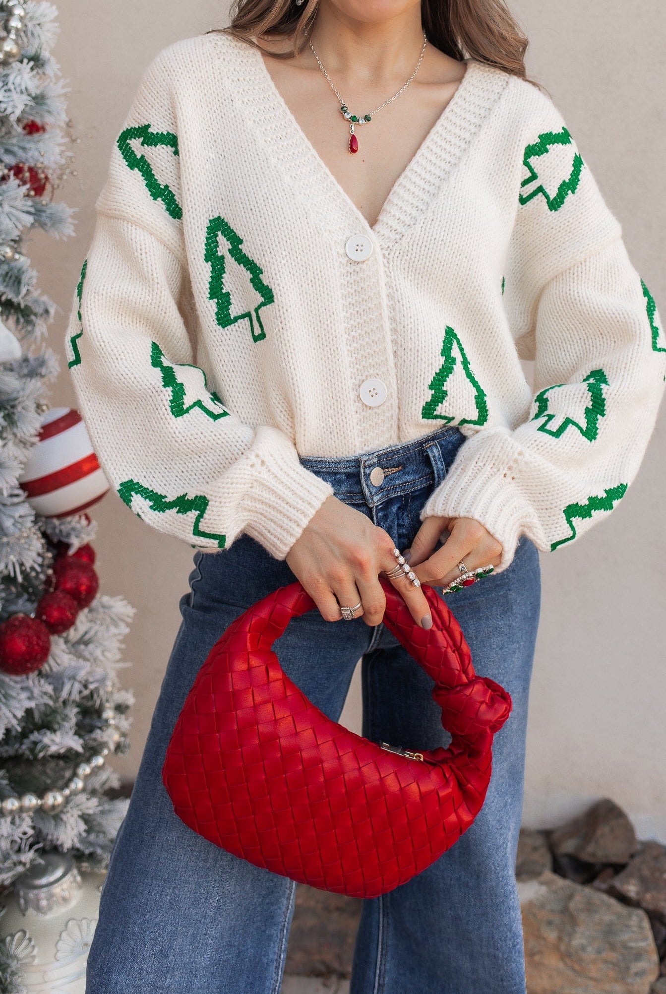 Christmas Tree Knit Cardigan | KKB EXCLUSIVE XS-3X-Cardigan-Krush Kandy, Women's Online Fashion Boutique Located in Phoenix, Arizona (Scottsdale Area)