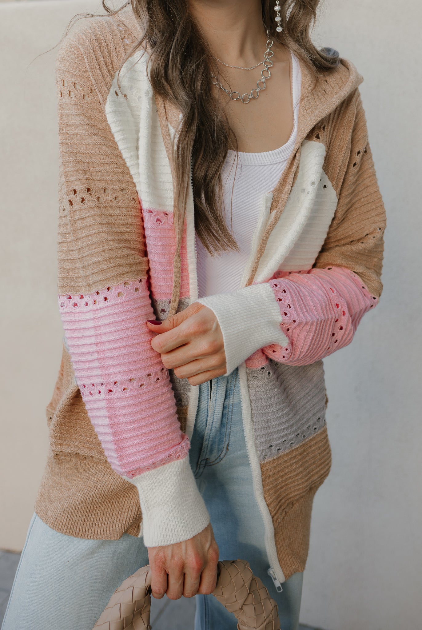 Chic Dreams Stripe Colorblock Zip-Up Hoodie-Jacket-Krush Kandy, Women's Online Fashion Boutique Located in Phoenix, Arizona (Scottsdale Area)