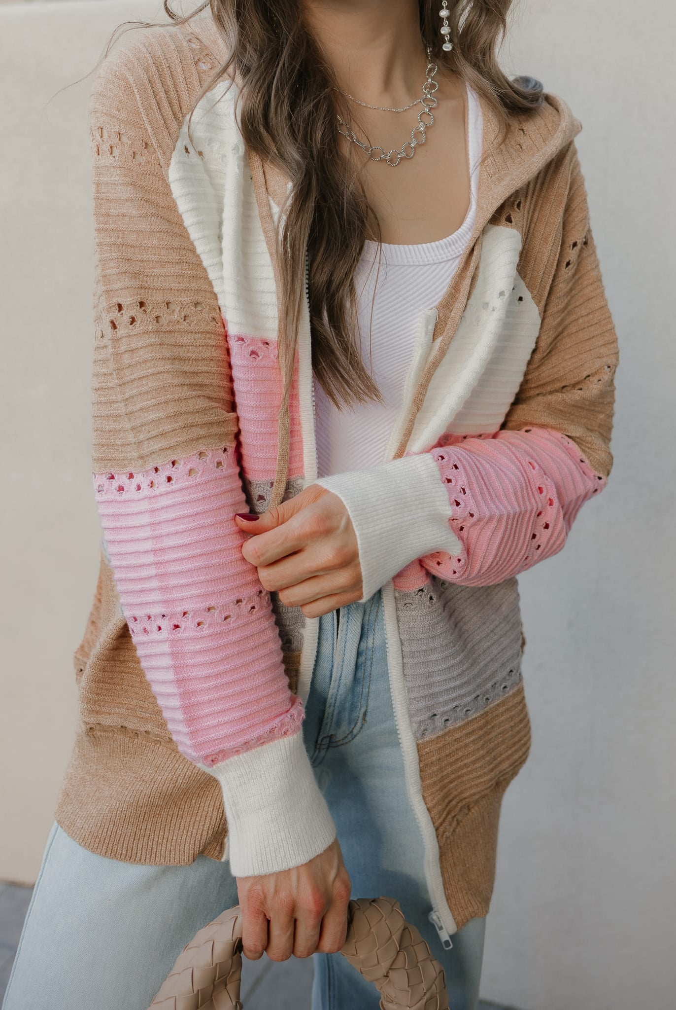 Chic Dreams Stripe Colorblock Zip-Up Hoodie-Jacket-Krush Kandy, Women's Online Fashion Boutique Located in Phoenix, Arizona (Scottsdale Area)