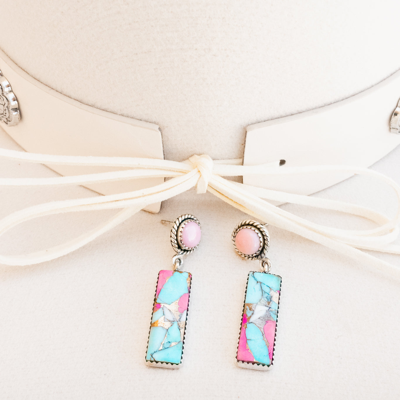 Pink Conch & Cotton Candy Stud Drop Earrings-Earrings-Krush Kandy, Women's Online Fashion Boutique Located in Phoenix, Arizona (Scottsdale Area)