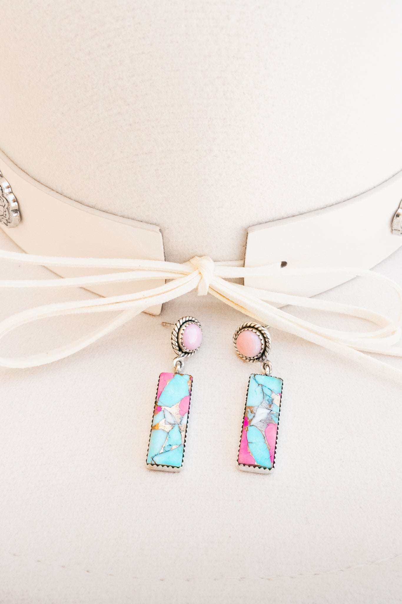 Pink Conch & Cotton Candy Stud Drop Earrings-Earrings-Krush Kandy, Women's Online Fashion Boutique Located in Phoenix, Arizona (Scottsdale Area)