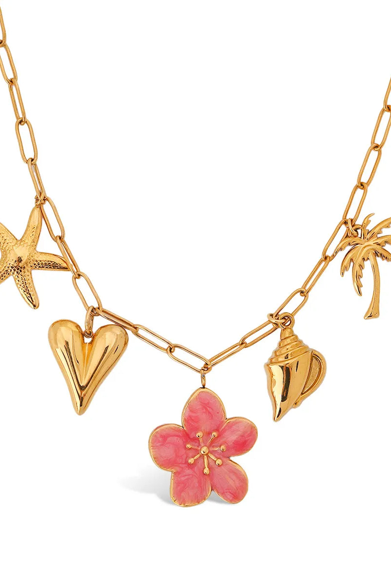 Beach Theme Pendant Necklace with Resin Flower-Necklaces-Krush Kandy, Women's Online Fashion Boutique Located in Phoenix, Arizona (Scottsdale Area)
