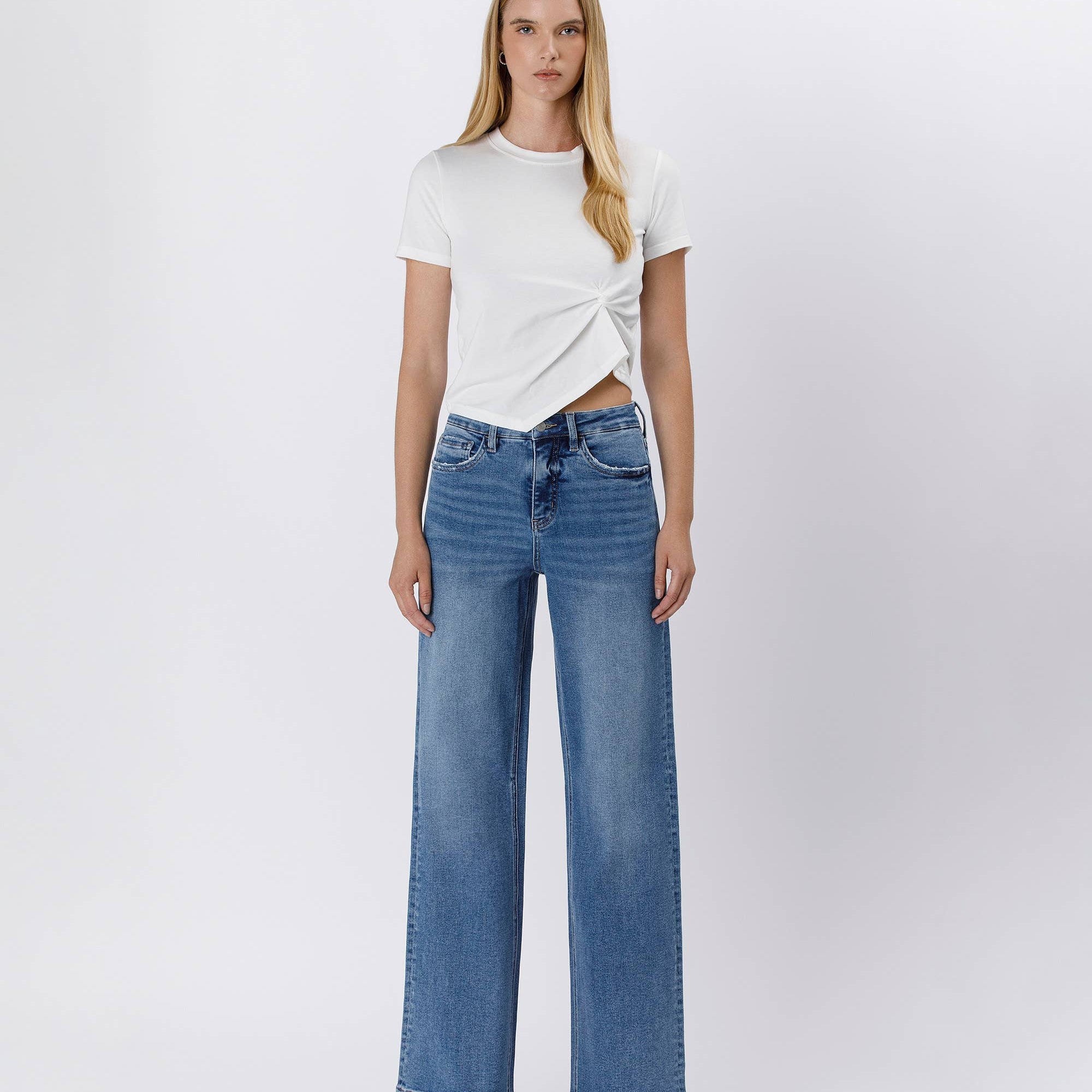 Tummy Control Super High Rise Baggy Wide Jeans