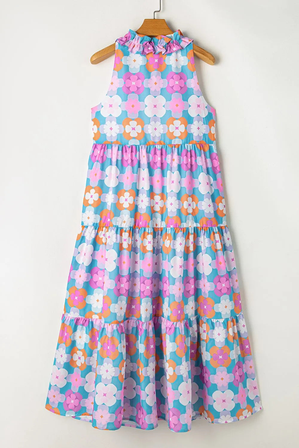 Floral Print Sleeveless Tiered Midi Dress-Dresses-Krush Kandy, Women's Online Fashion Boutique Located in Phoenix, Arizona (Scottsdale Area)