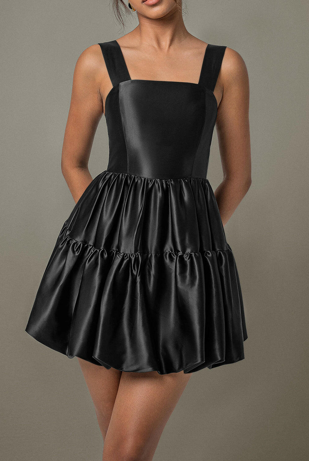 Ruched Square Neck Wide Strap Mini Dress-Krush Kandy, Women's Online Fashion Boutique Located in Phoenix, Arizona (Scottsdale Area)