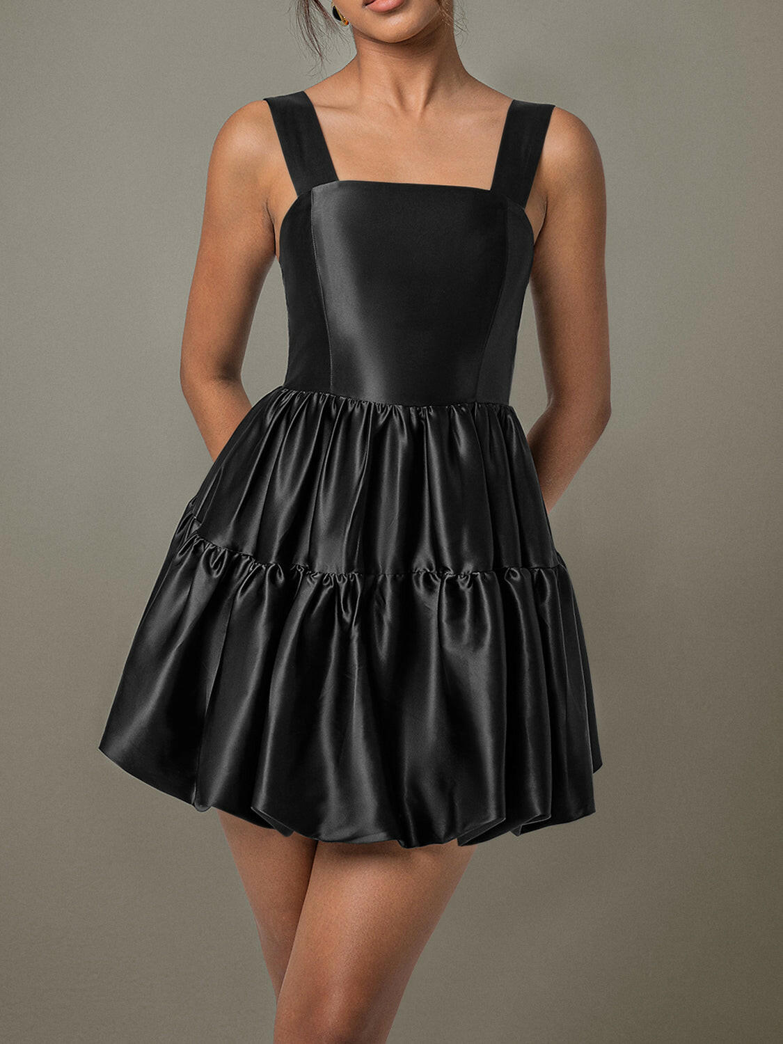 Ruched Square Neck Wide Strap Mini Dress-Krush Kandy, Women's Online Fashion Boutique Located in Phoenix, Arizona (Scottsdale Area)