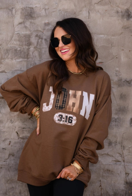 John 3:16 Faith Sweatshirt-Graphic Tees-Krush Kandy, Women's Online Fashion Boutique Located in Phoenix, Arizona (Scottsdale Area)