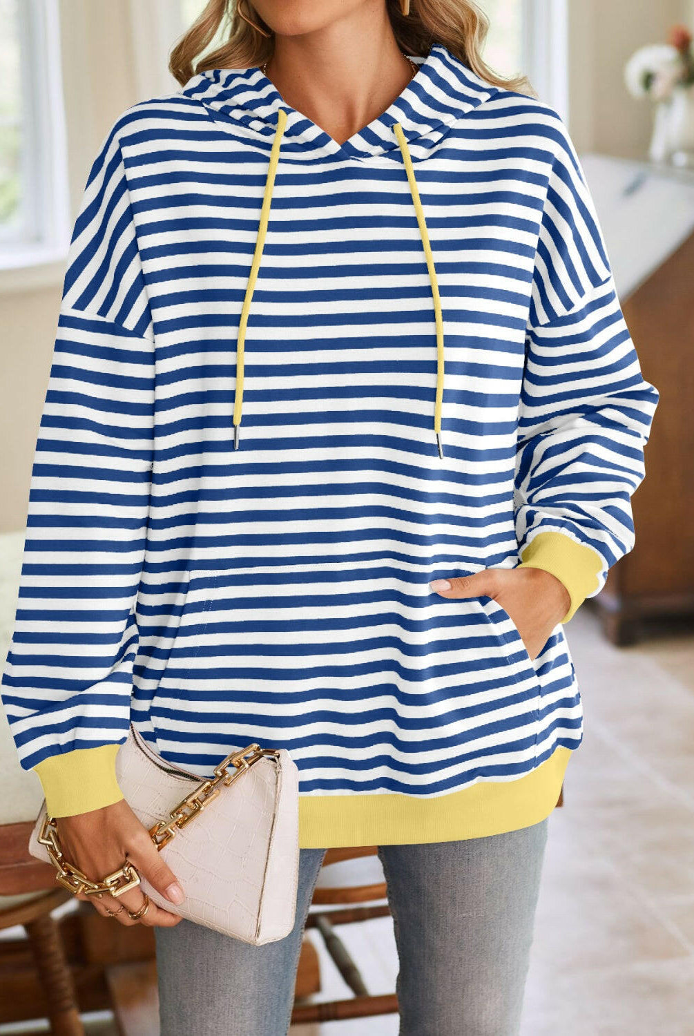 Lovelet Drawstring Striped Long Sleeve Hoodie-Krush Kandy, Women's Online Fashion Boutique Located in Phoenix, Arizona (Scottsdale Area)