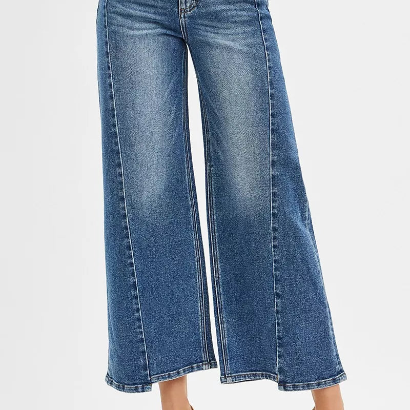 RISEN High Rise Crop Wide Leg Jeans with Step Hem-Jeans-Krush Kandy, Women's Online Fashion Boutique Located in Phoenix, Arizona (Scottsdale Area)