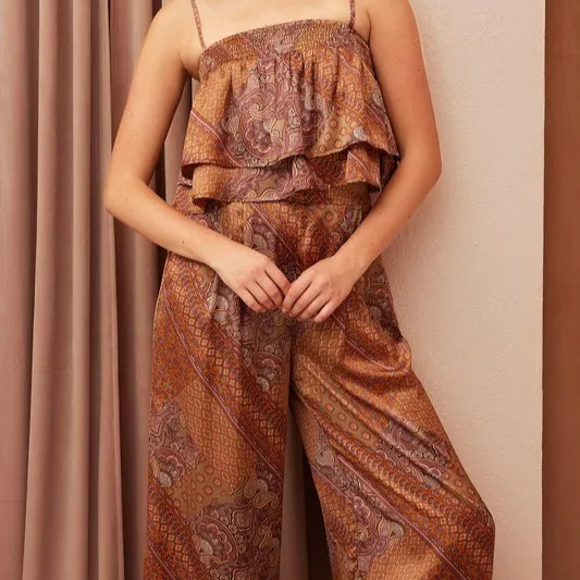 Mittoshop Paisley Patchwork Print Satin Ruffle Crop Cami-Tops-Krush Kandy, Women's Online Fashion Boutique Located in Phoenix, Arizona (Scottsdale Area)