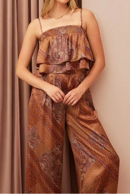 Mittoshop Paisley Patchwork Print Satin Ruffle Crop Cami-Tops-Krush Kandy, Women's Online Fashion Boutique Located in Phoenix, Arizona (Scottsdale Area)