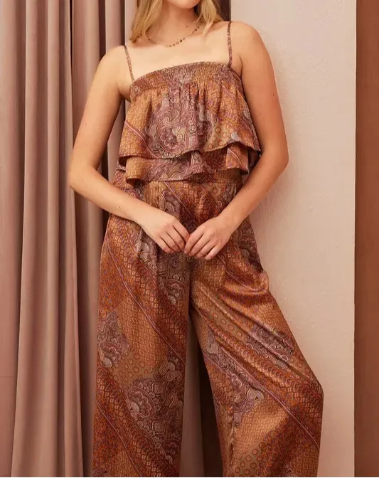 Mittoshop Paisley Patchwork Print Satin Ruffle Crop Cami-Tops-Krush Kandy, Women's Online Fashion Boutique Located in Phoenix, Arizona (Scottsdale Area)