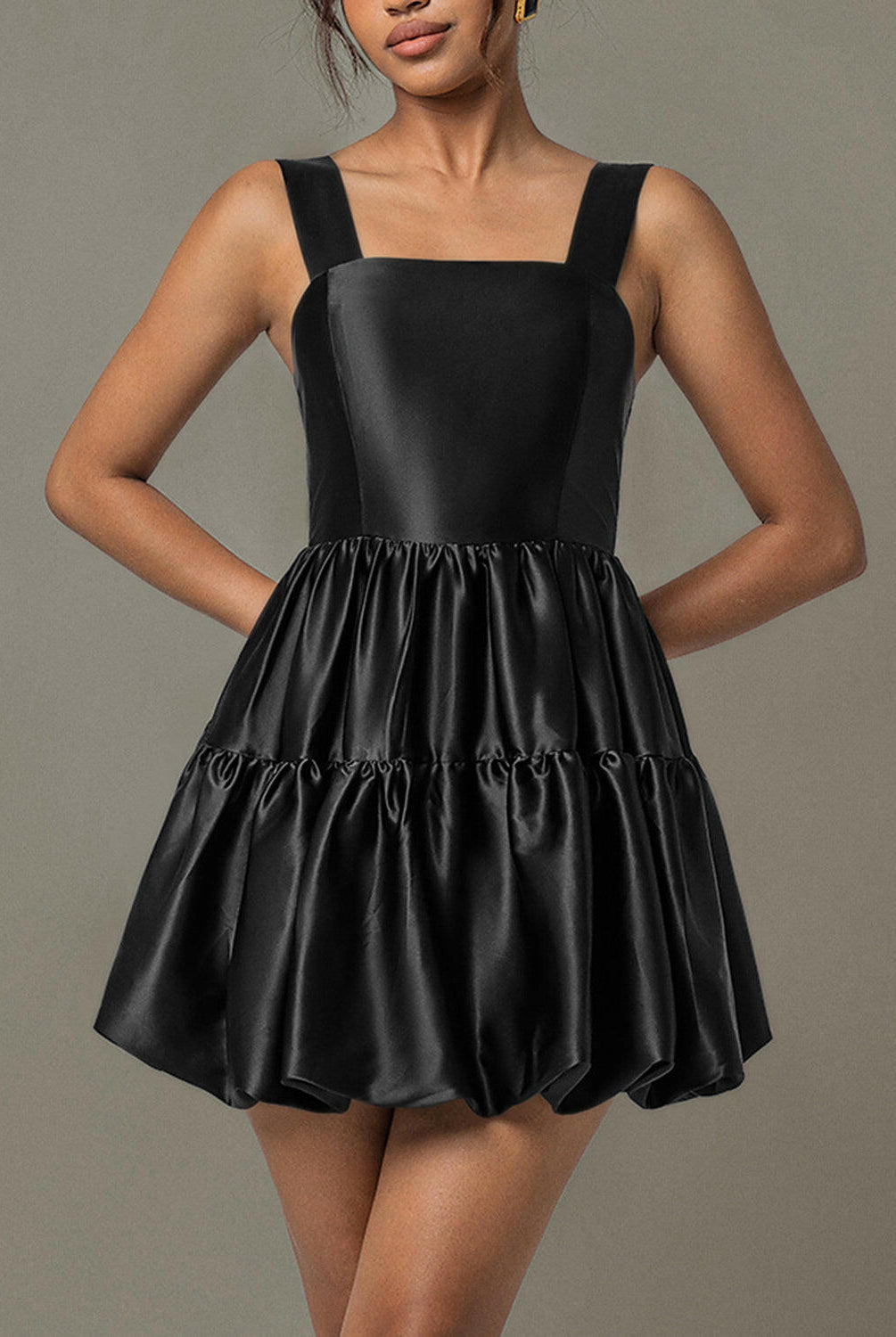 Ruched Square Neck Wide Strap Mini Dress-Krush Kandy, Women's Online Fashion Boutique Located in Phoenix, Arizona (Scottsdale Area)