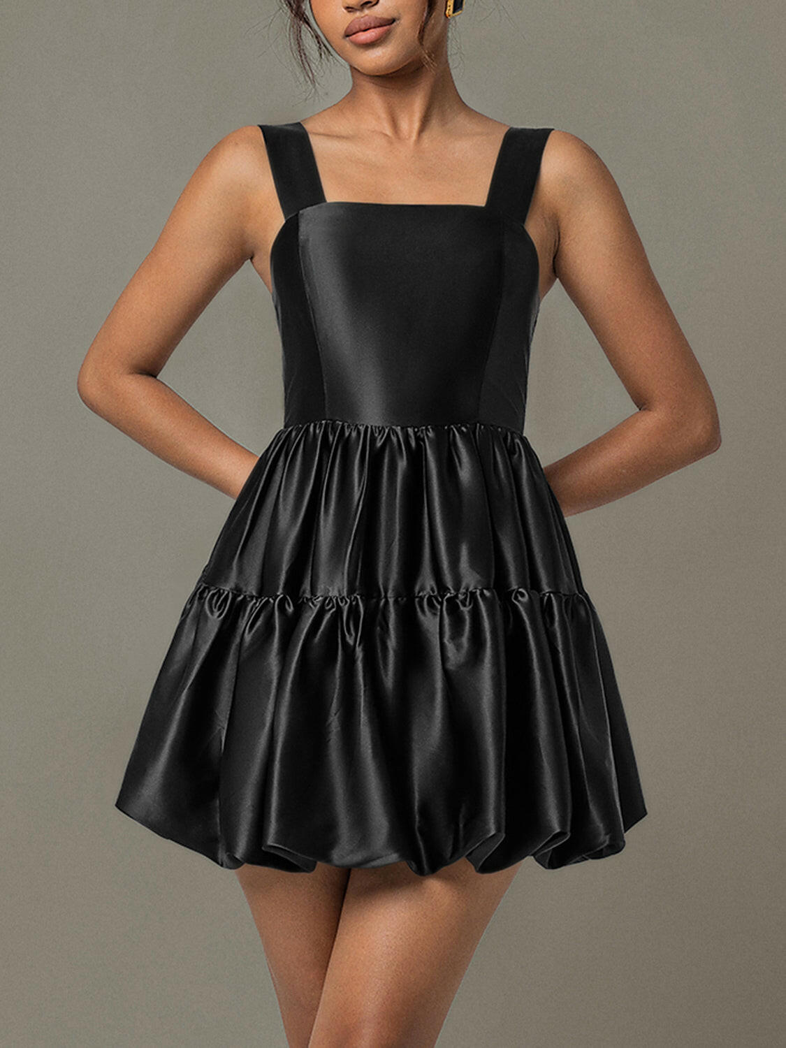 Ruched Square Neck Wide Strap Mini Dress-Krush Kandy, Women's Online Fashion Boutique Located in Phoenix, Arizona (Scottsdale Area)