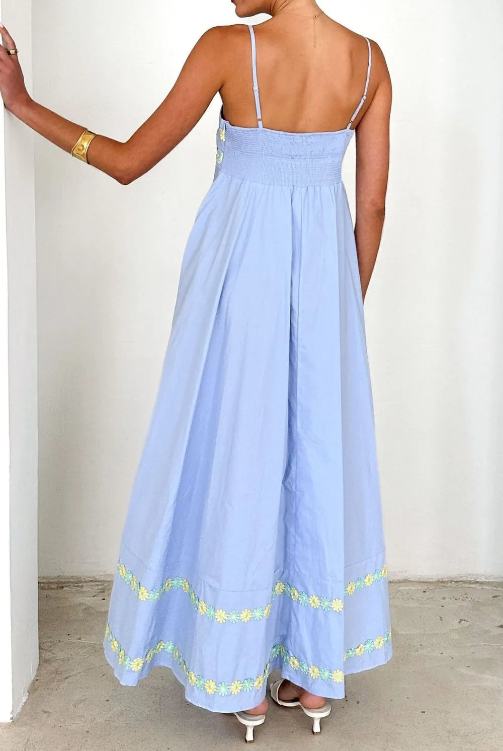 Floral Embroidered Spaghetti Strap Maxi Dress-Dresses-Krush Kandy, Women's Online Fashion Boutique Located in Phoenix, Arizona (Scottsdale Area)