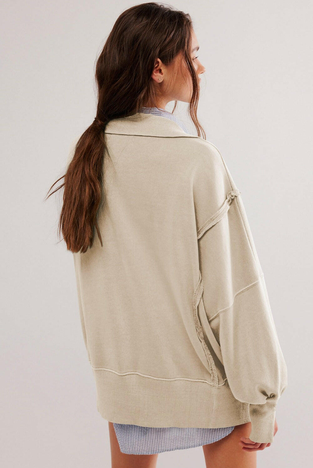 Exposed Seam Side Slit Long Sleeve Sweatshirt-Krush Kandy, Women's Online Fashion Boutique Located in Phoenix, Arizona (Scottsdale Area)