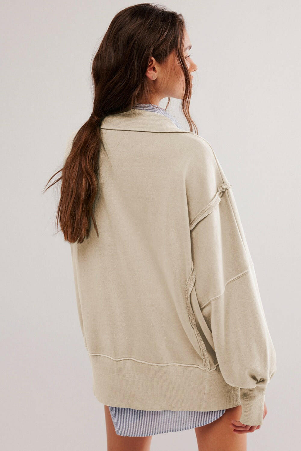 Exposed Seam Side Slit Long Sleeve Sweatshirt-Krush Kandy, Women's Online Fashion Boutique Located in Phoenix, Arizona (Scottsdale Area)