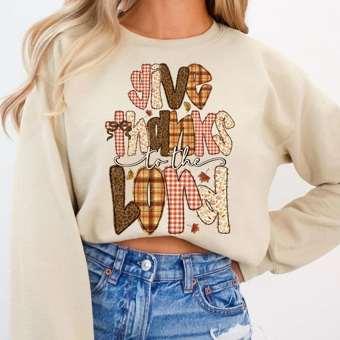Give Thanks to the Lord Sweatshirt-Graphic Tees-Krush Kandy, Women's Online Fashion Boutique Located in Phoenix, Arizona (Scottsdale Area)