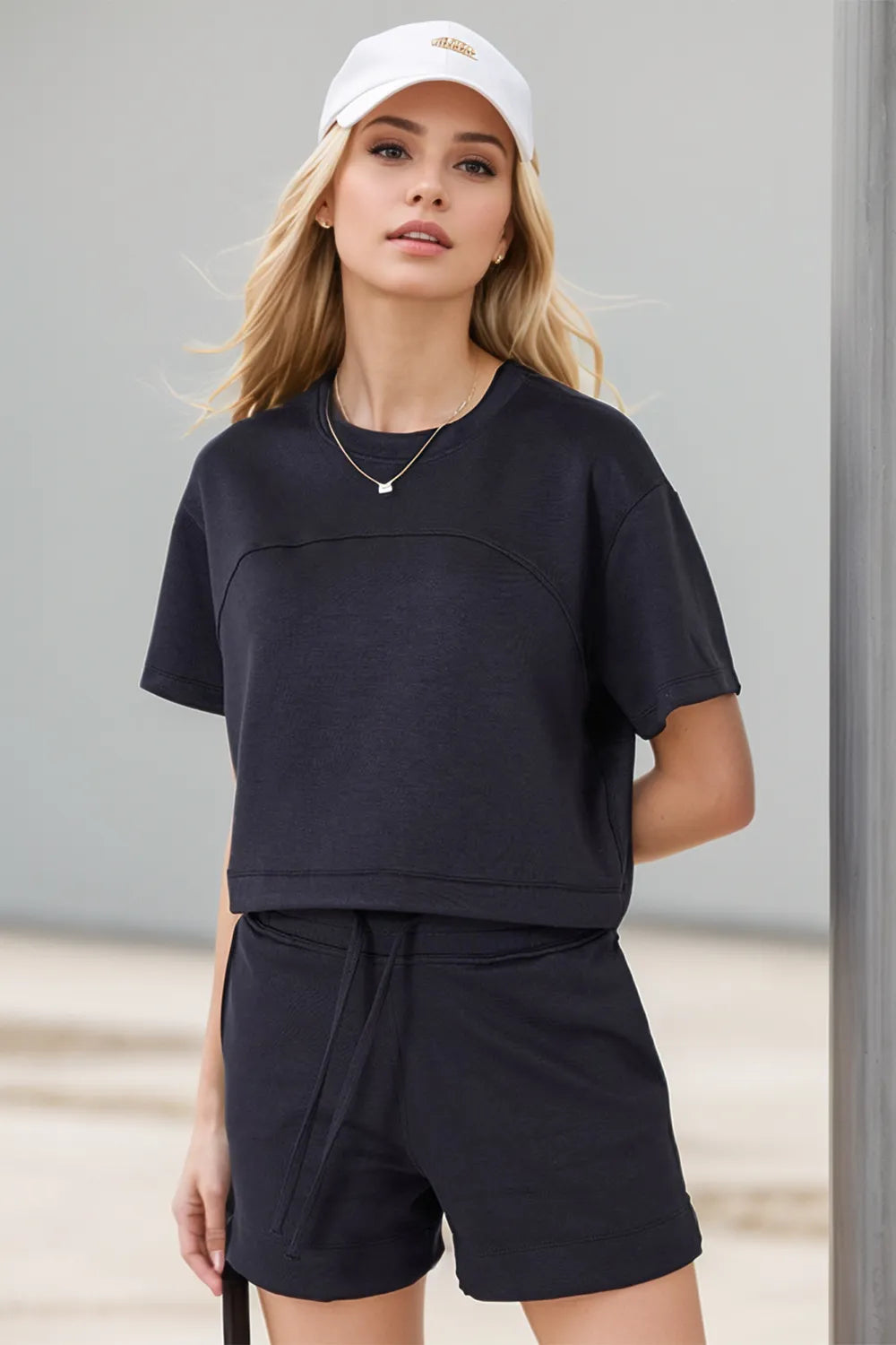 Cinch Me Up Drawstring Crop Tee-Tops-Krush Kandy, Women's Online Fashion Boutique Located in Phoenix, Arizona (Scottsdale Area)