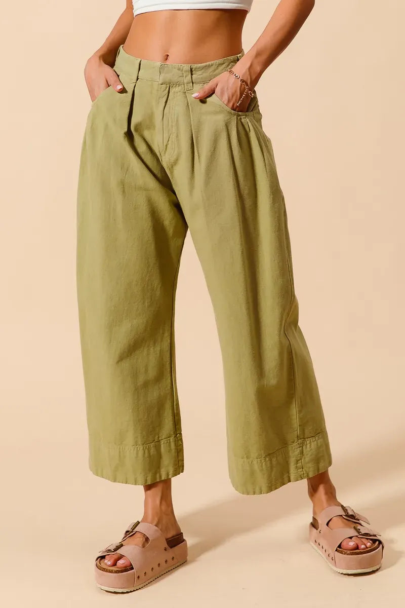 SO ME Mid Rise Wide Leg Chino Pants With Pockets-Pants-Krush Kandy, Women's Online Fashion Boutique Located in Phoenix, Arizona (Scottsdale Area)