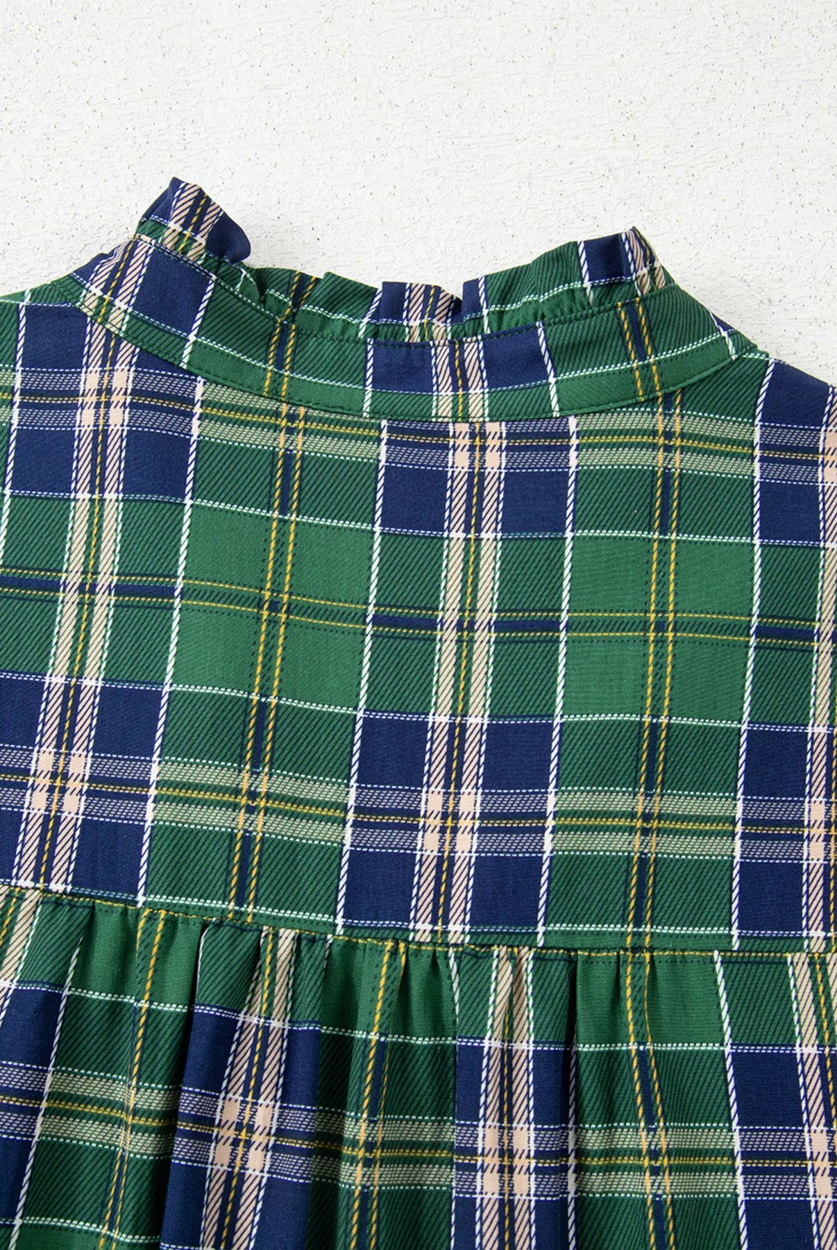 Plaid Frilly Collar Long Sleeve Shift Mini Dress-Dresses-Krush Kandy, Women's Online Fashion Boutique Located in Phoenix, Arizona (Scottsdale Area)