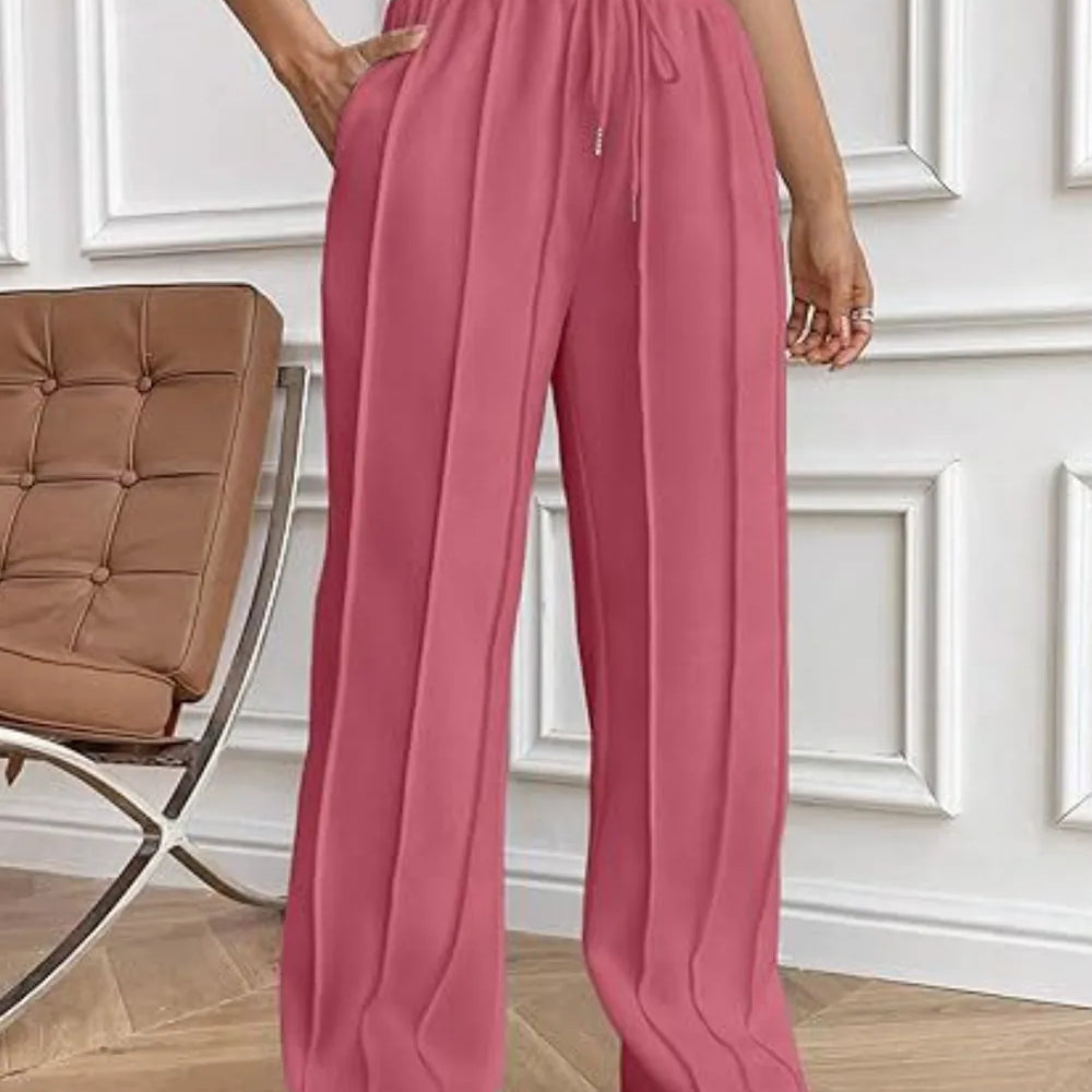 Drawstring Wide Leg Pants with Pockets-PANTS-Krush Kandy, Women's Online Fashion Boutique Located in Phoenix, Arizona (Scottsdale Area)
