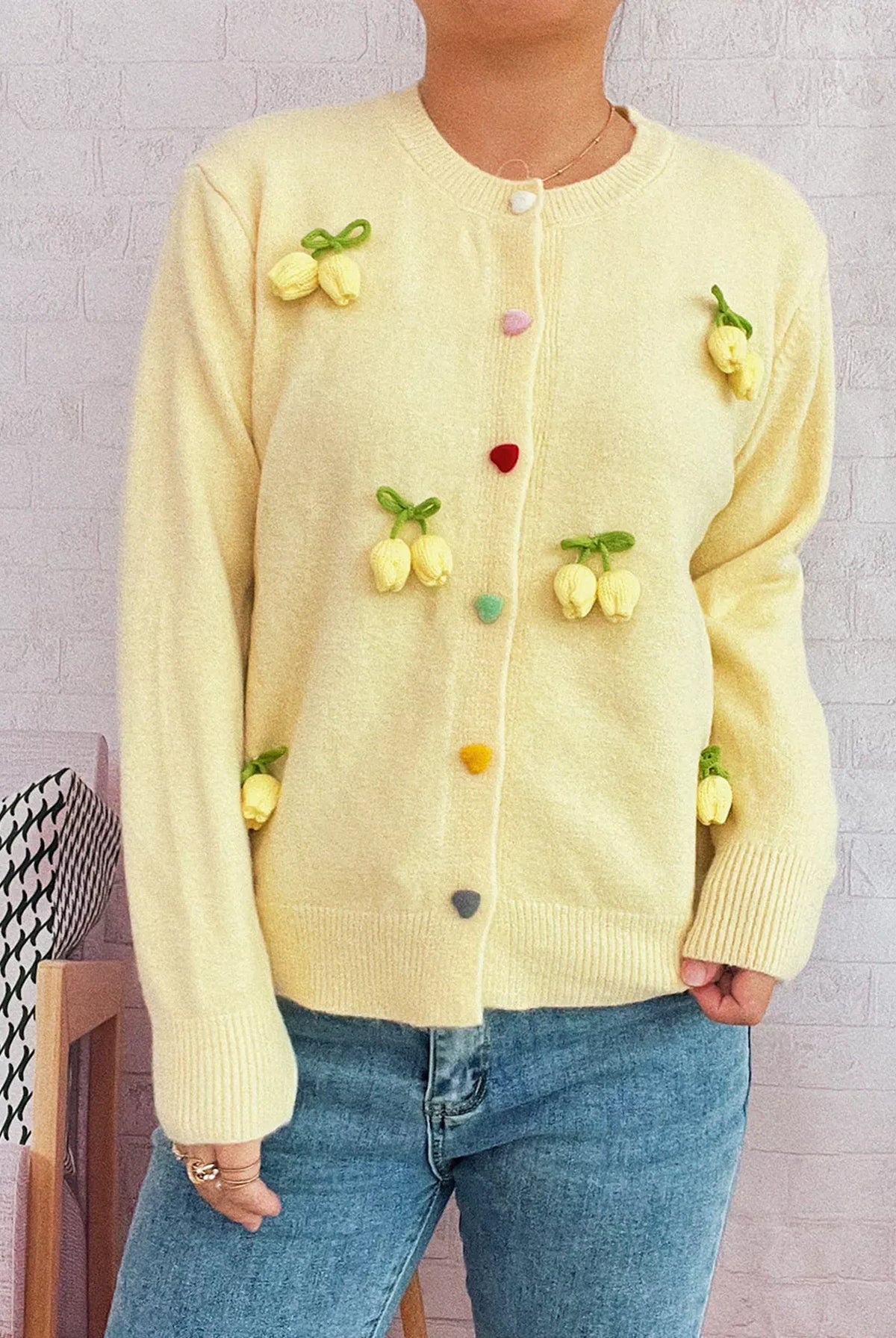 Flower Button Up Long Sleeve Cardigan-Cardigans-Krush Kandy, Women's Online Fashion Boutique Located in Phoenix, Arizona (Scottsdale Area)