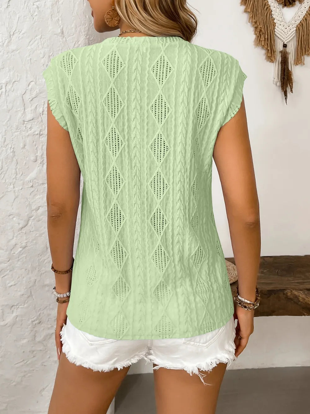 Eyelet Round Neck Cap Sleeve Top-Krush Kandy, Women's Online Fashion Boutique Located in Phoenix, Arizona (Scottsdale Area)