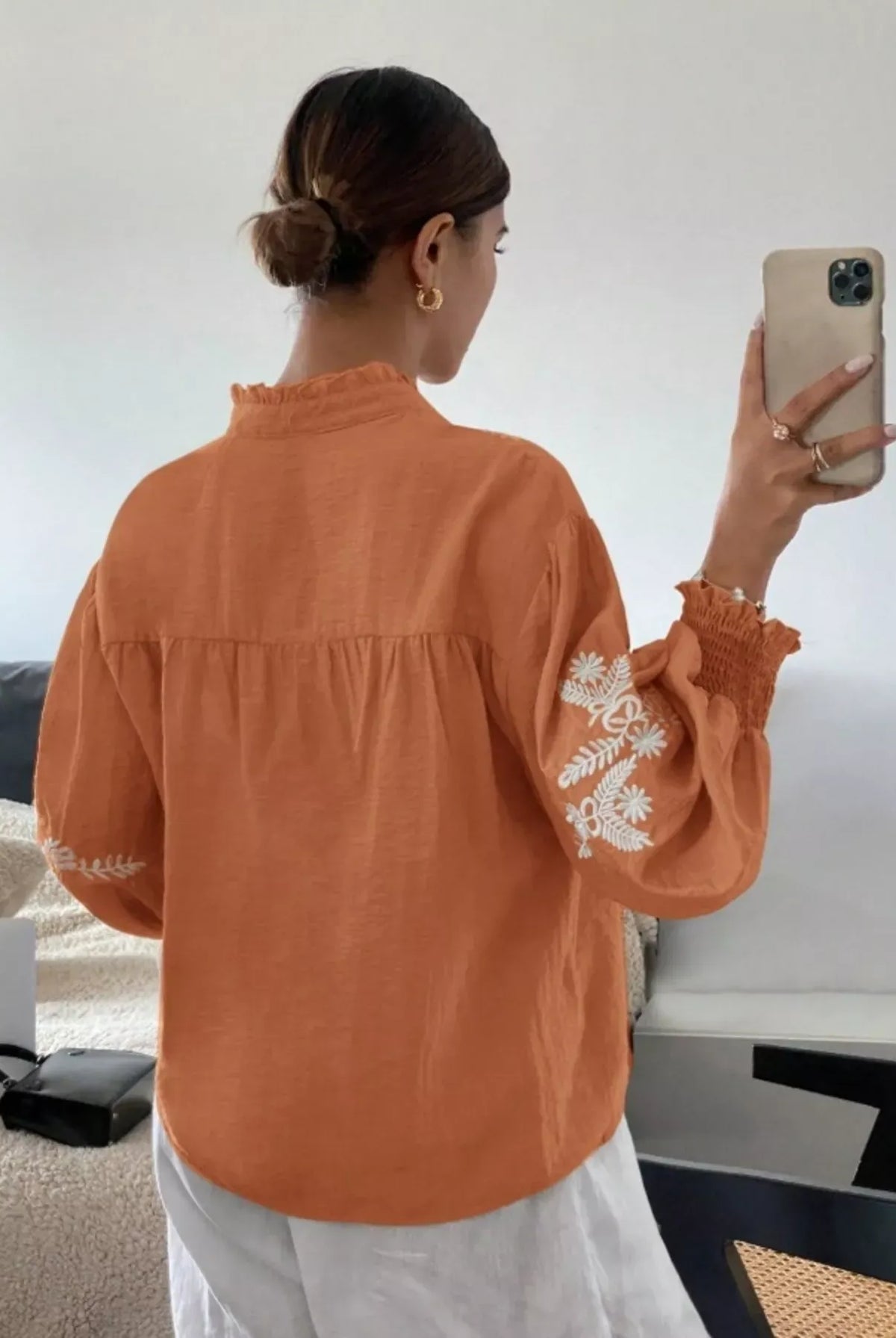 Embroidered Long Sleeve Blouse-Blouses-Krush Kandy, Women's Online Fashion Boutique Located in Phoenix, Arizona (Scottsdale Area)