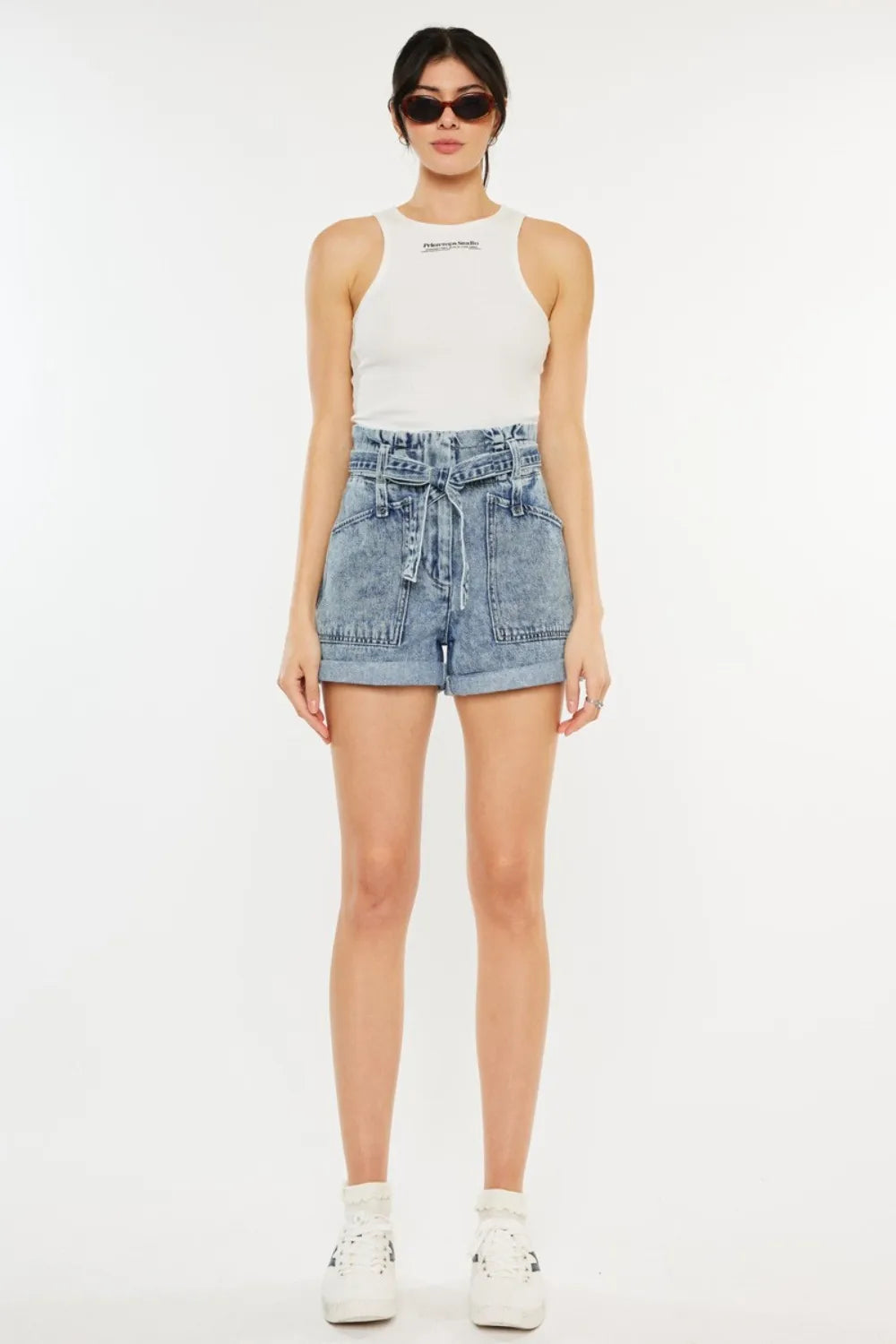 Kancan Ultra High Rise Paperbag Denim Shorts-shorts-Krush Kandy, Women's Online Fashion Boutique Located in Phoenix, Arizona (Scottsdale Area)