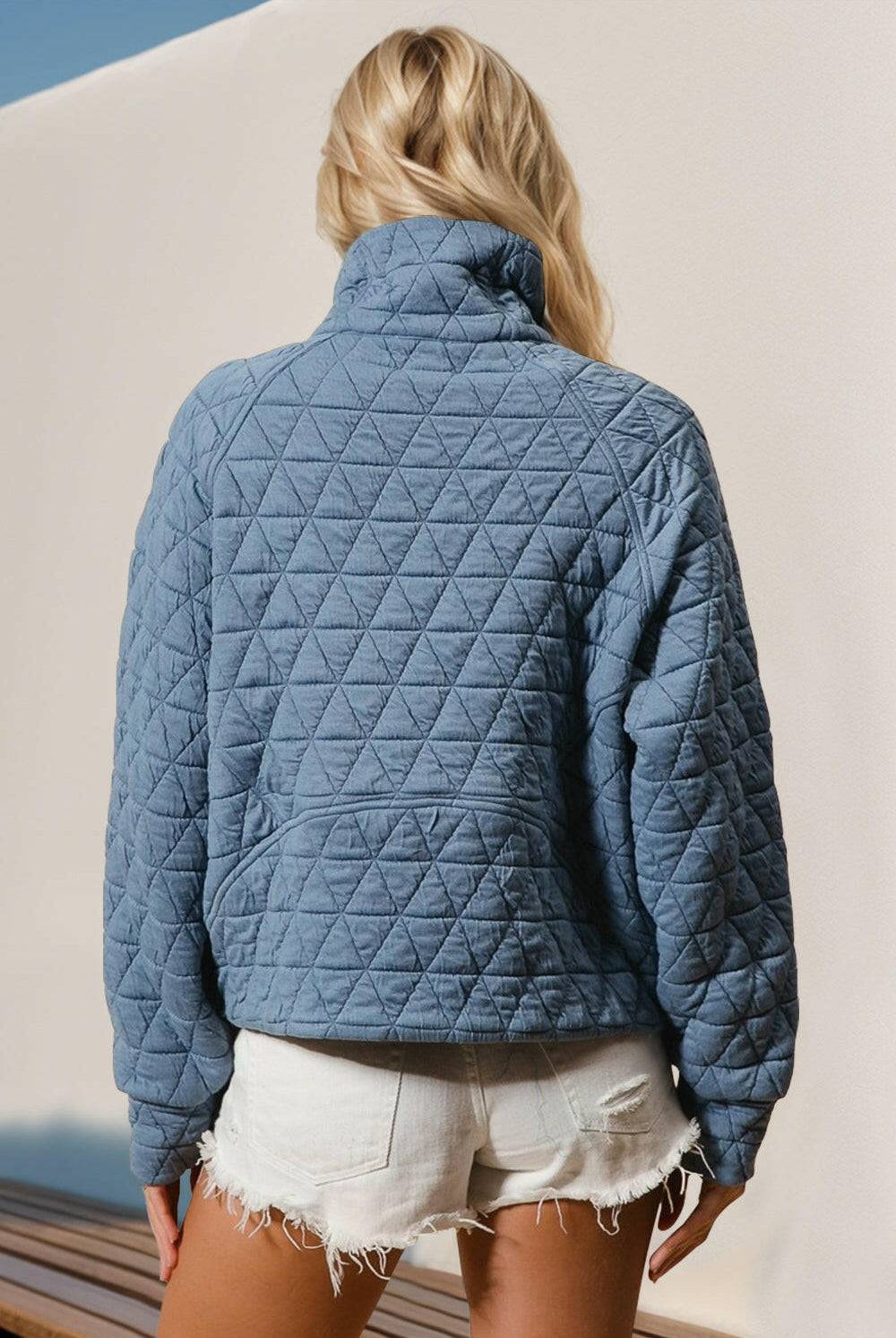Half Zip Long Sleeve Quilted Sweatshirt with Pocket-Jackets-Krush Kandy, Women's Online Fashion Boutique Located in Phoenix, Arizona (Scottsdale Area)