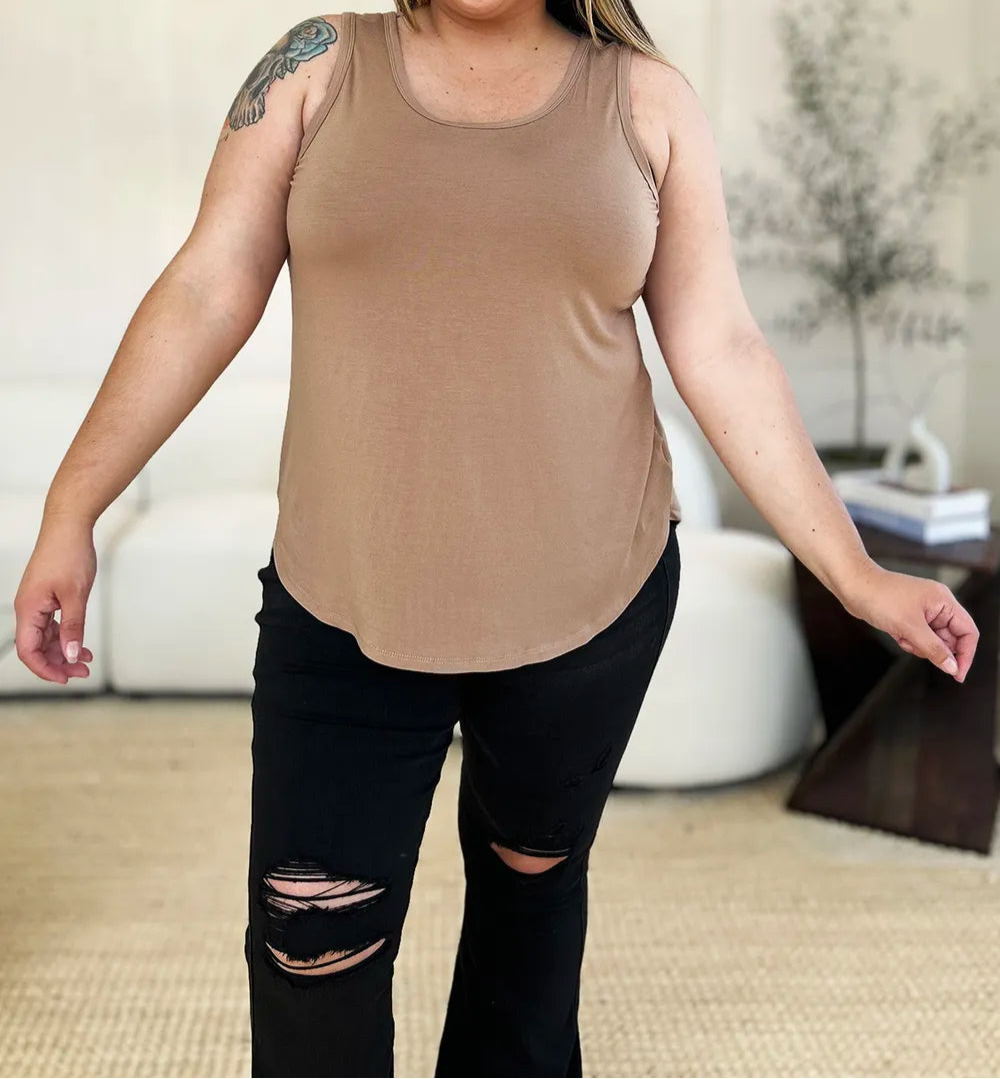 Basic Bae Full Size Round Neck Curved Hem Tank-Tops-Krush Kandy, Women's Online Fashion Boutique Located in Phoenix, Arizona (Scottsdale Area)