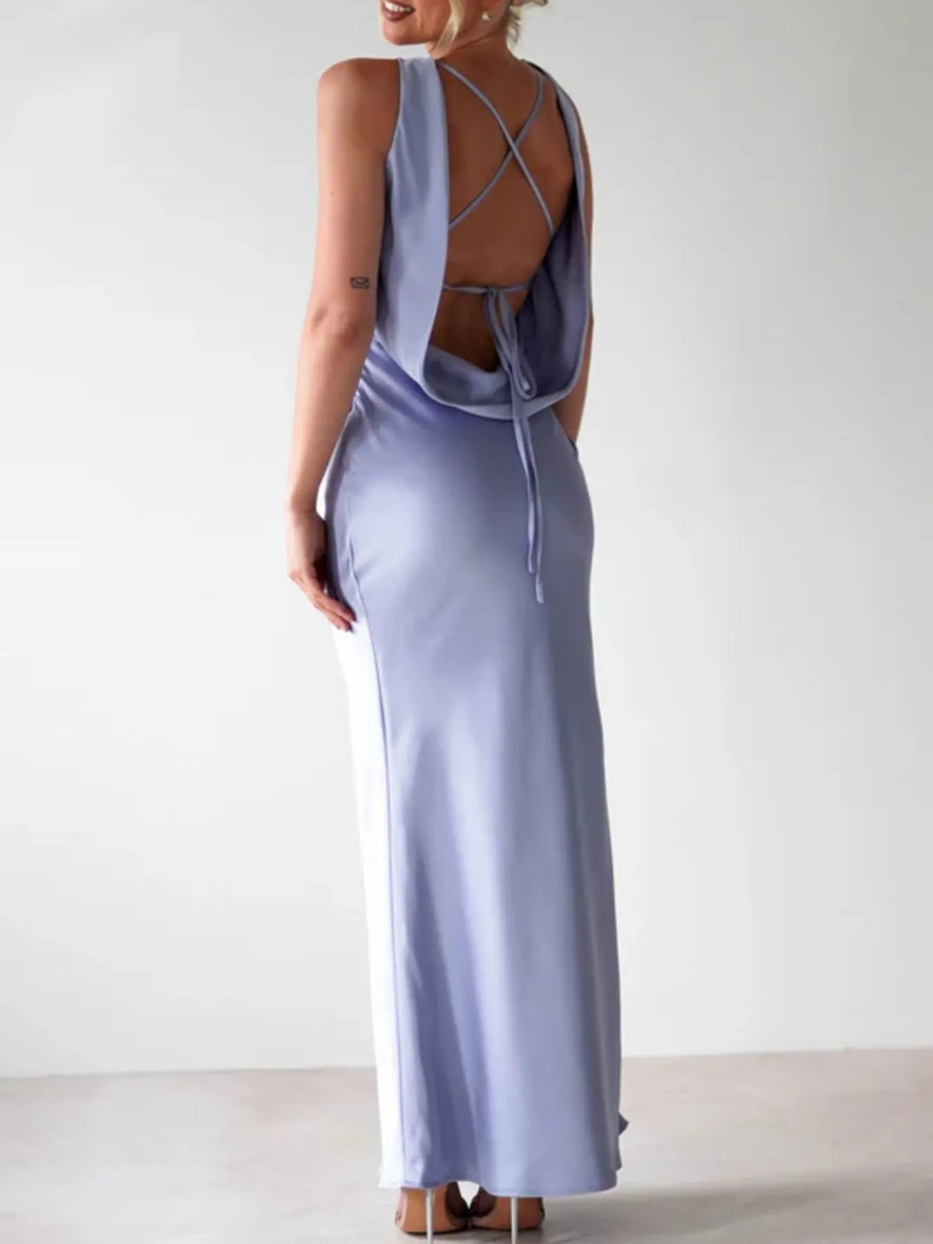 Satin Sleeveless Maxi Dress-Dresses-Krush Kandy, Women's Online Fashion Boutique Located in Phoenix, Arizona (Scottsdale Area)