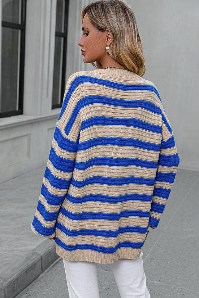 Striped Dropped Shoulder Sweater-Sweaters-Krush Kandy, Women's Online Fashion Boutique Located in Phoenix, Arizona (Scottsdale Area)