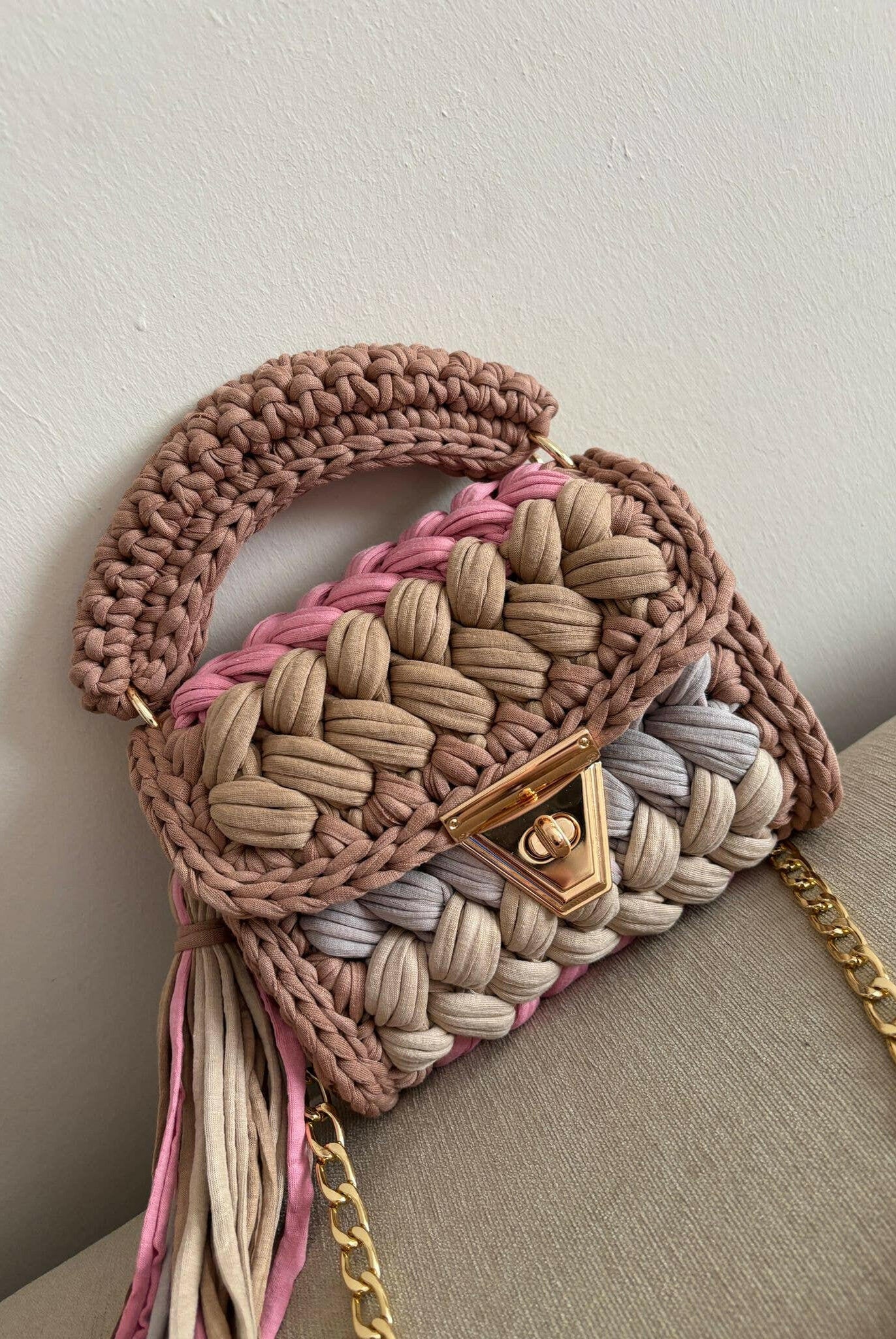 Boho Blush Handmade Crochet Purse-handbags-Krush Kandy, Women's Online Fashion Boutique Located in Phoenix, Arizona (Scottsdale Area)