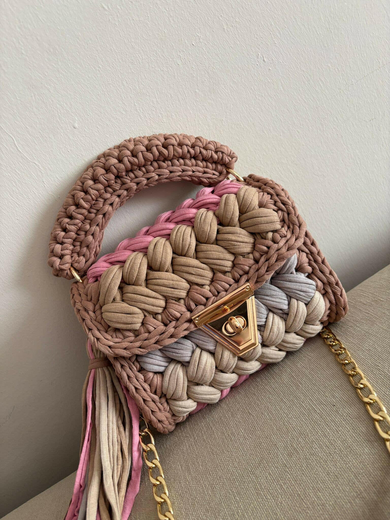 Boho Blush Handmade Crochet Purse-handbags-Krush Kandy, Women's Online Fashion Boutique Located in Phoenix, Arizona (Scottsdale Area)
