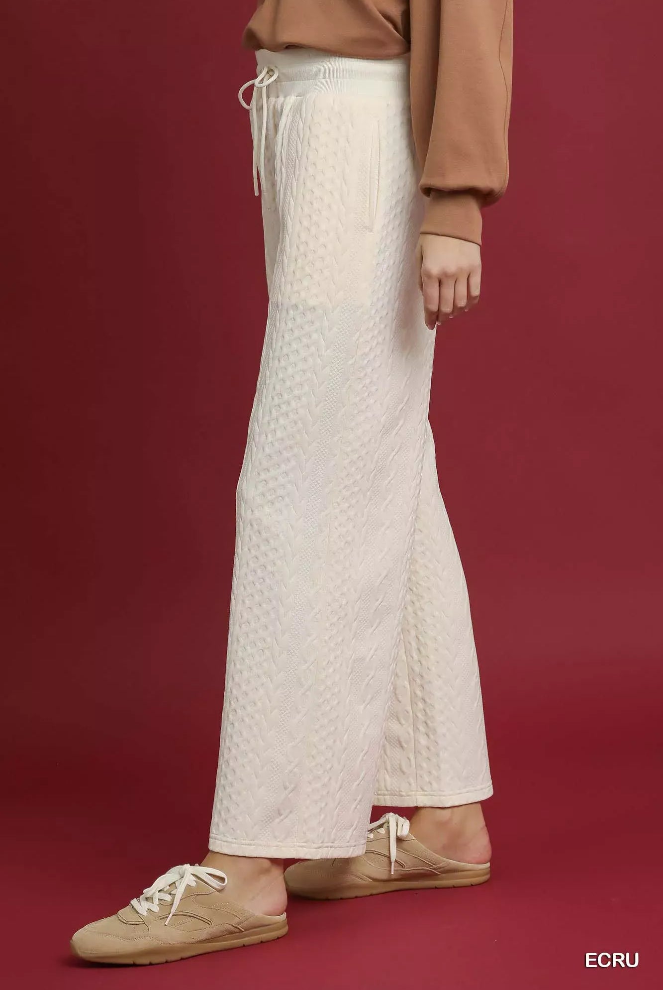 Umgee Cable Knit Textured Wide Leg Pants-Pants-Krush Kandy, Women's Online Fashion Boutique Located in Phoenix, Arizona (Scottsdale Area)
