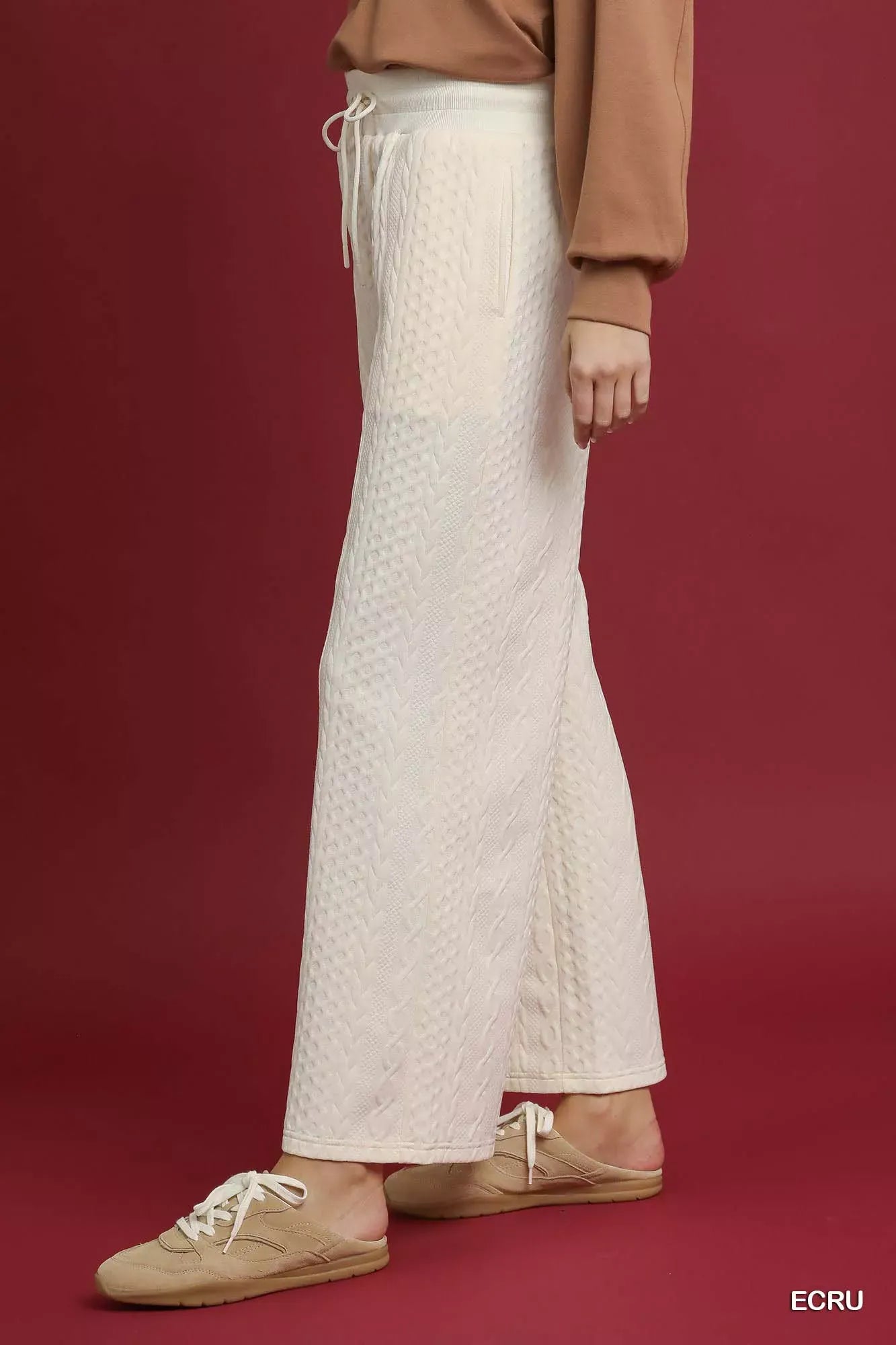 Umgee Cable Knit Textured Wide Leg Pants-Pants-Krush Kandy, Women's Online Fashion Boutique Located in Phoenix, Arizona (Scottsdale Area)