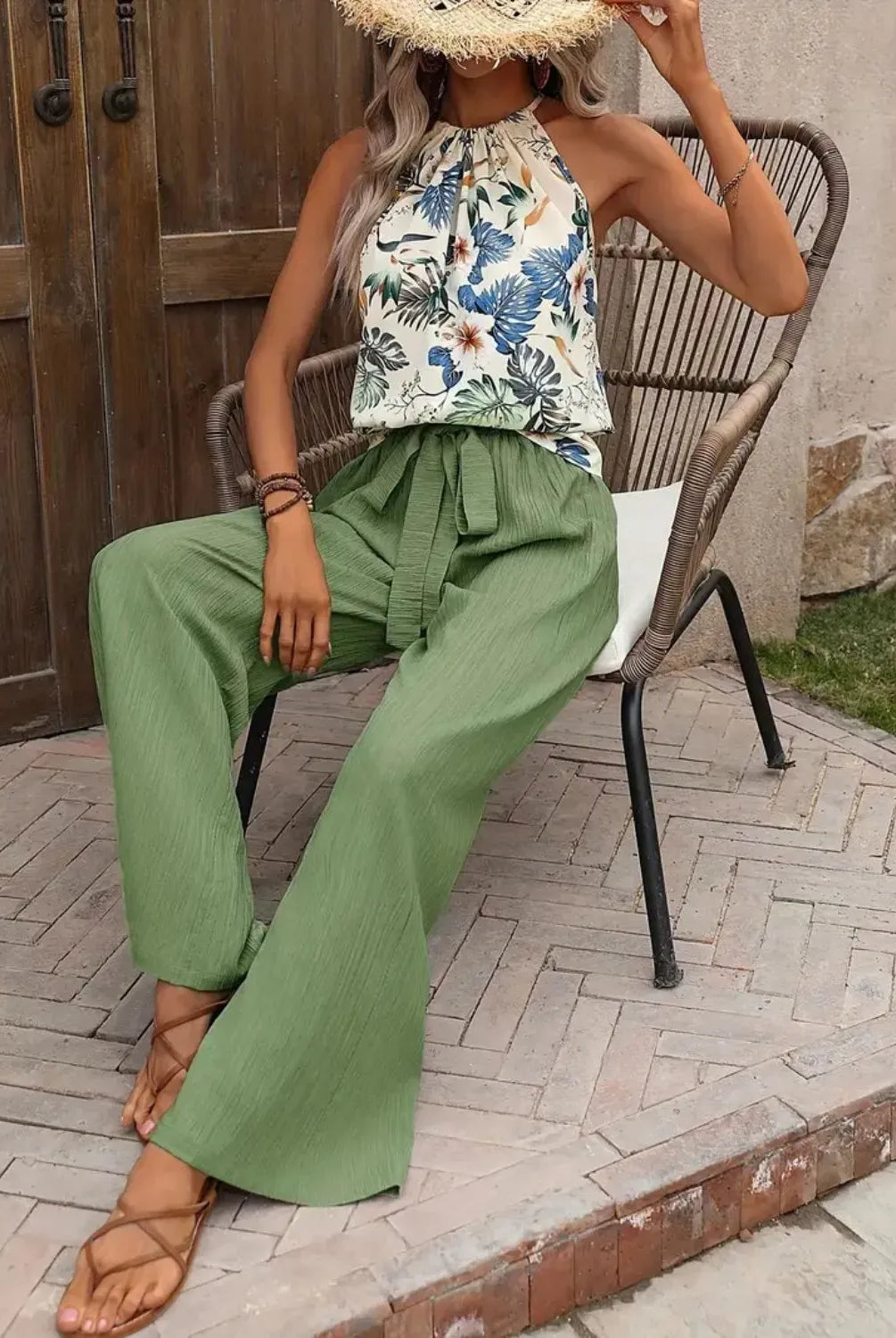 Printed Tank Top and Wide Leg Pants Set-Tops-Krush Kandy, Women's Online Fashion Boutique Located in Phoenix, Arizona (Scottsdale Area)