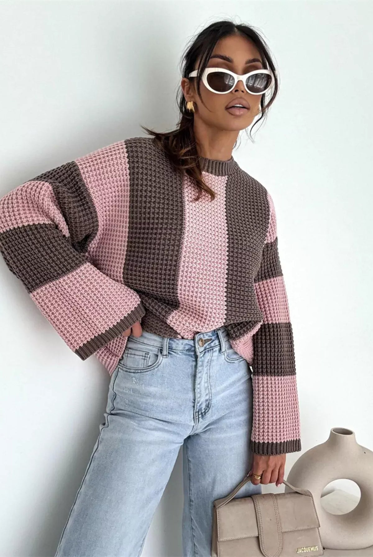 Color Block Long Sleeve Sweater-Sweater-Krush Kandy, Women's Online Fashion Boutique Located in Phoenix, Arizona (Scottsdale Area)