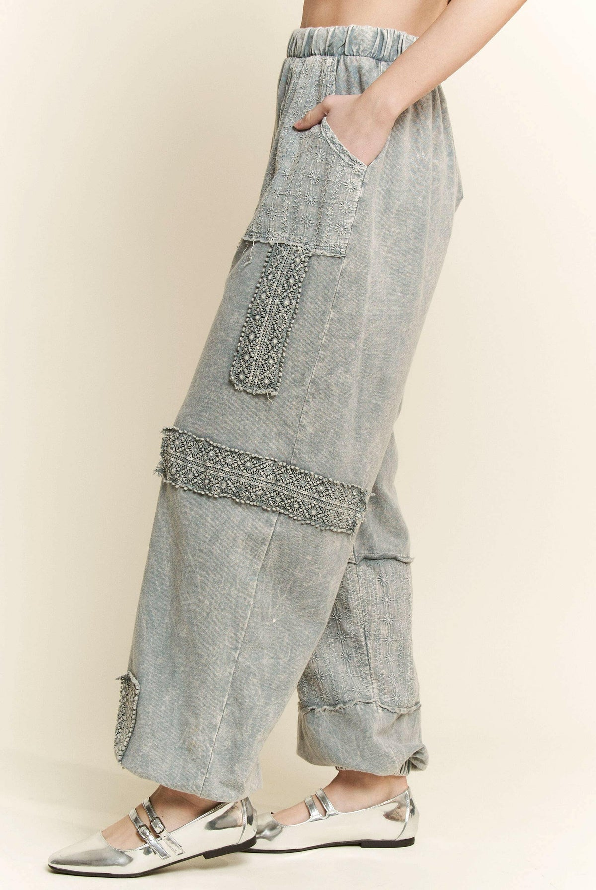 MineralWash Eyelet detailed Boho Joggers-Krush Kandy, Women's Online Fashion Boutique Located in Phoenix, Arizona (Scottsdale Area)
