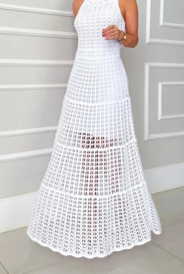 Hollowed-Out Sleeveless Maxi Dress-Dresses-Krush Kandy, Women's Online Fashion Boutique Located in Phoenix, Arizona (Scottsdale Area)