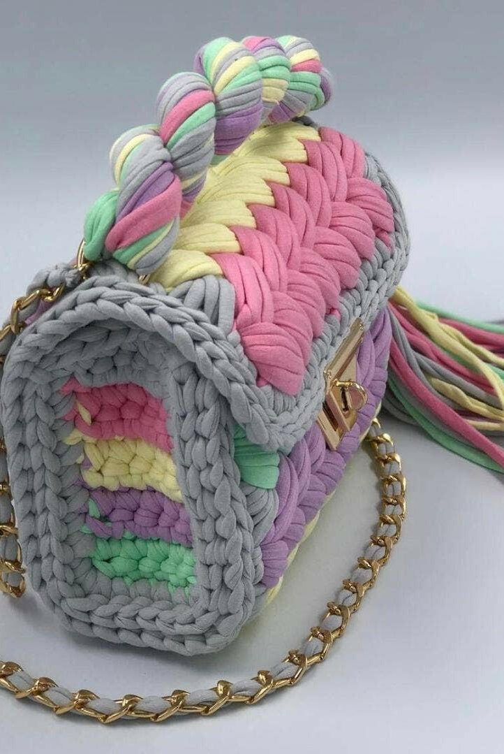 Sweet Pastels Handmade Crochet Purse-handbags-Krush Kandy, Women's Online Fashion Boutique Located in Phoenix, Arizona (Scottsdale Area)