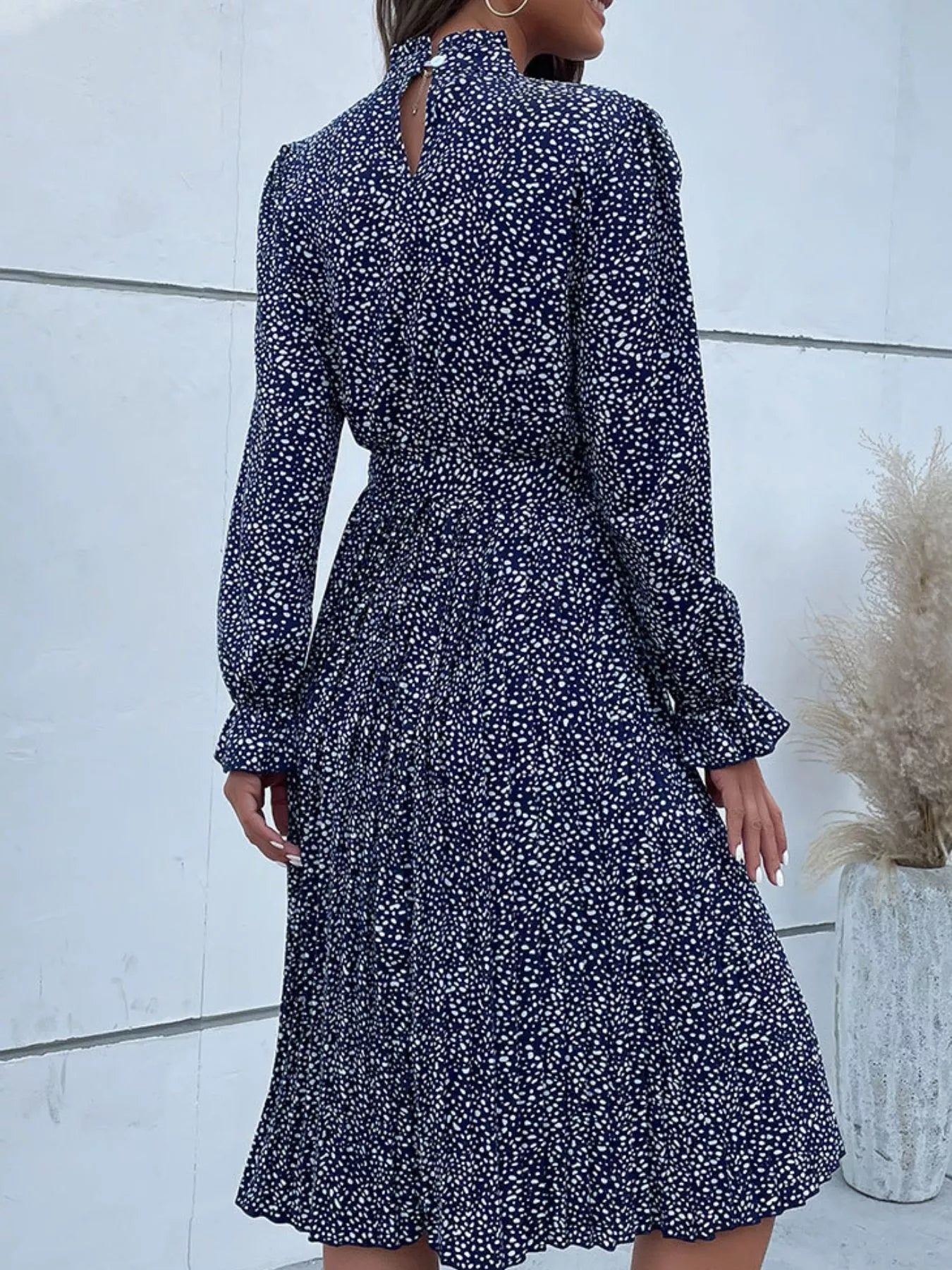 Animal Print Mock Neck Flounce Sleeve Dress-Dresses-Krush Kandy, Women's Online Fashion Boutique Located in Phoenix, Arizona (Scottsdale Area)