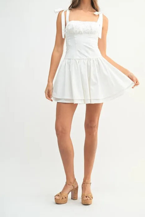 MABLE Shoulder Tie Corset Panel Mini Dress-Dresses-Krush Kandy, Women's Online Fashion Boutique Located in Phoenix, Arizona (Scottsdale Area)