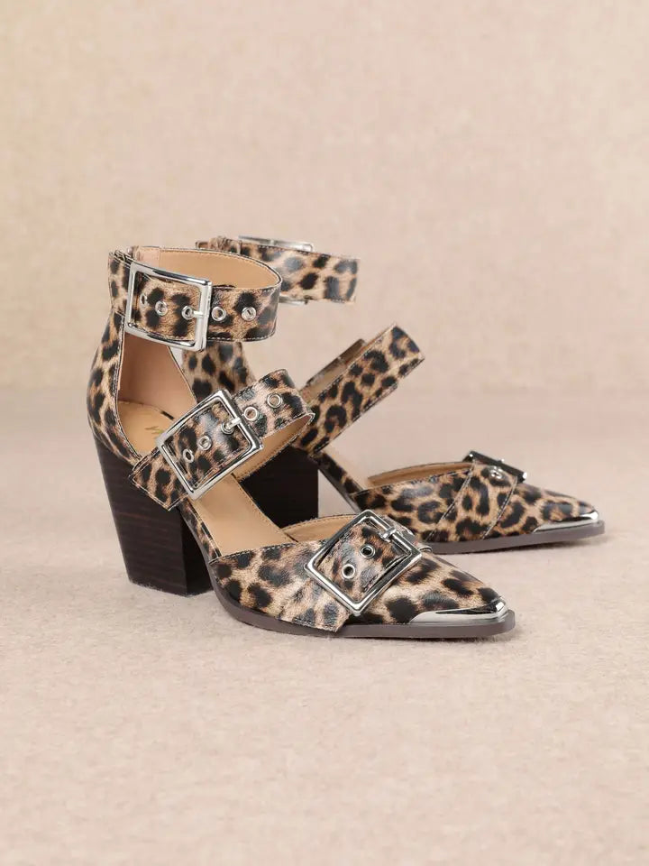 Leopard Hendrix Strappy Buckle Sandal-Shoes-Krush Kandy, Women's Online Fashion Boutique Located in Phoenix, Arizona (Scottsdale Area)