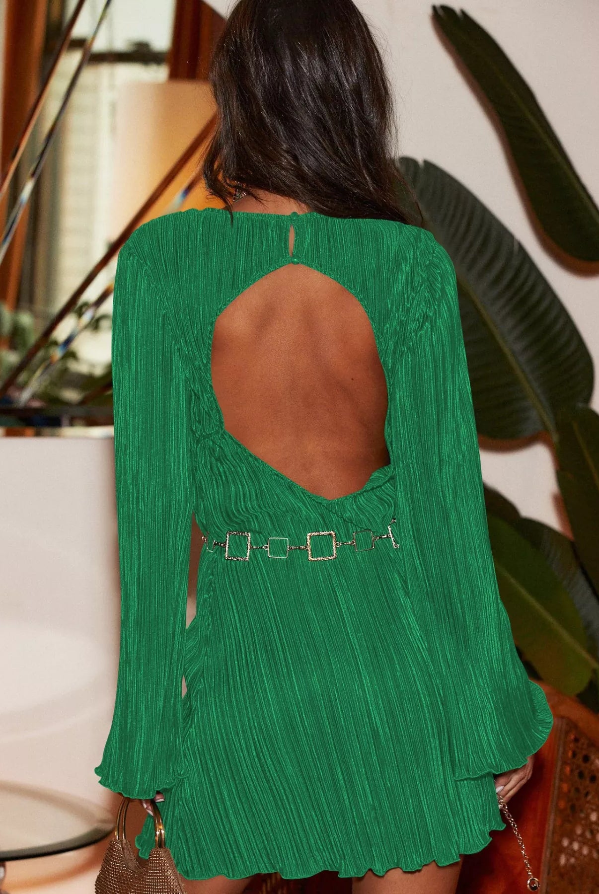 Cutout Back Flare Sleeve Dress-Dresses-Krush Kandy, Women's Online Fashion Boutique Located in Phoenix, Arizona (Scottsdale Area)